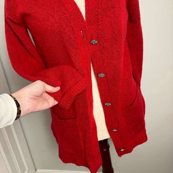 Talbots Red Button-Up Cardigan - Picture 2 of 6
